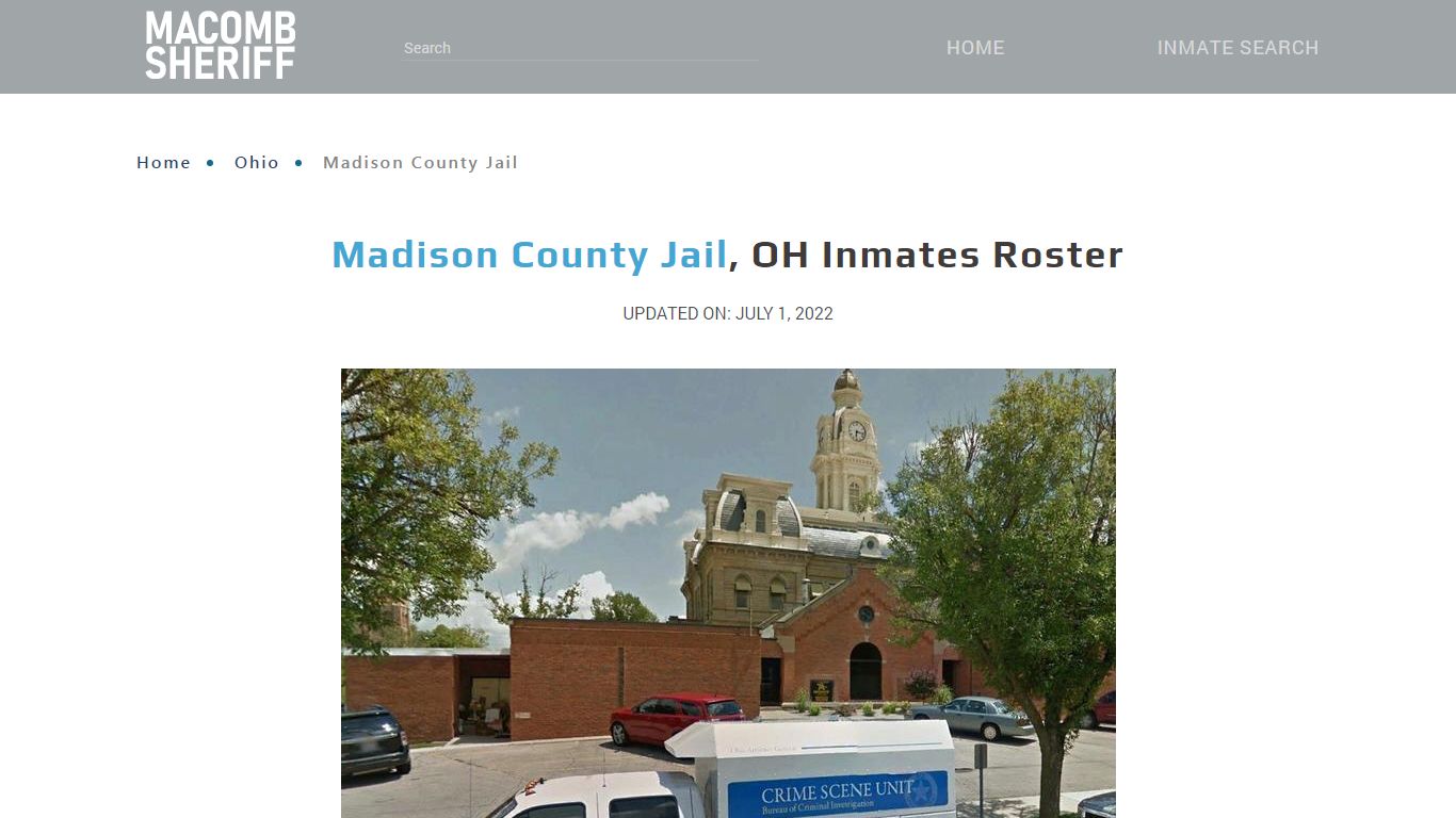 Madison County Jail, OH Jail Roster, Name Search