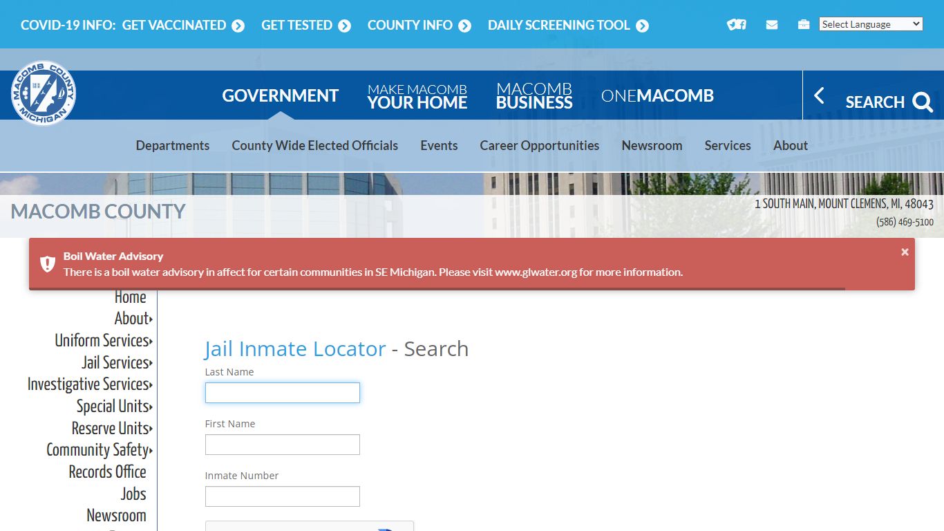 Sheriff - Inmate Locator | Macomb County